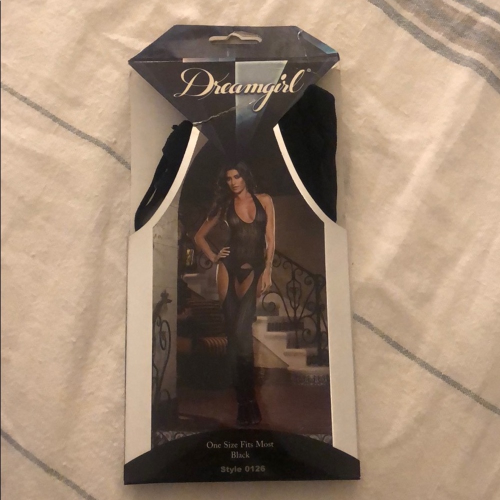 Dream girl black one piece lingerie.